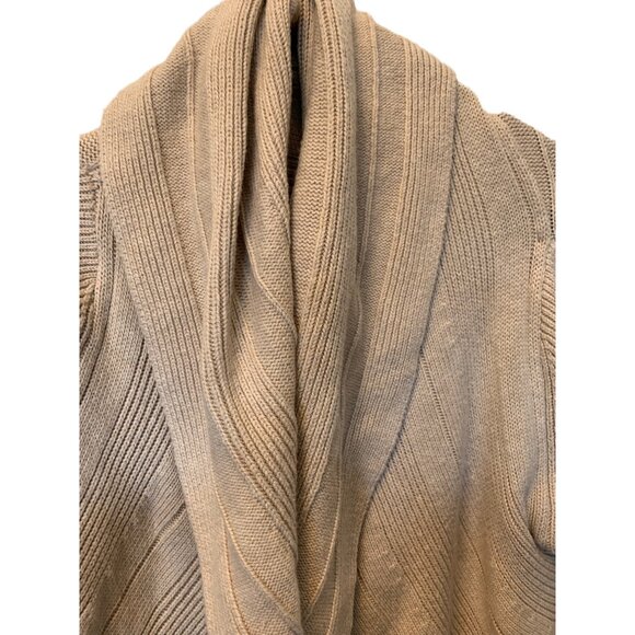 👗 2/$30 👗 White House Black Market Small Tan Cardigan Cascading Front - Picture 3 of 8